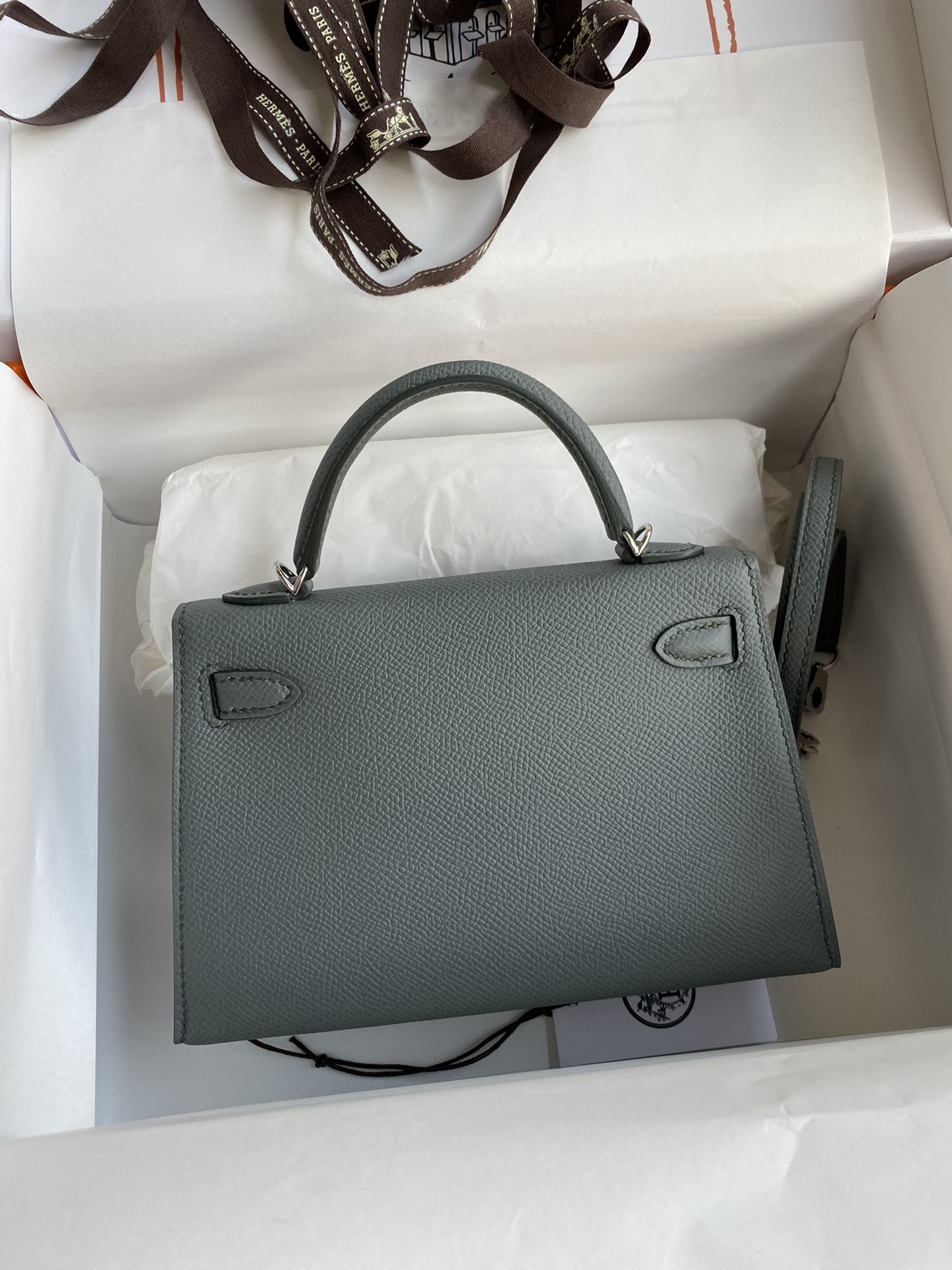 Hermes Kelly Mini II Bag 19CM In Vert Amande Epsom Leather